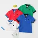 T-Shirt à Manches Courtes et Col Rabattu pour Enfant Garçon Vêtement en Coton Blanc Bleu Imprimé