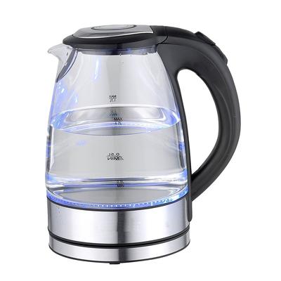 Culinary Edge Electric Cordless Glass Tea & Water Kettle with LED Indicator & 360 Swivel Base, Stainless Steel, 1.7 Liter