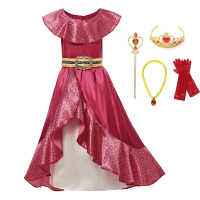 Robe de princesse Elena pour filles cosplay pour enfants couleur rouge classique pour le bal ou