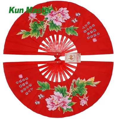 Bamboo High-grade Double Left And Right Tai Chi Performance Fan Martial Arts Fan Kung Fu Fans