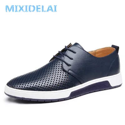MIXIDELAI-Chaussures en cuir pour hommes respirantes souples décontractées pour adultes marque
