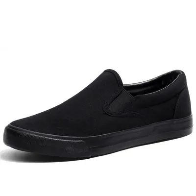 Chaussures à enfiler pour jeunes hommes chaussures de rue noires pures chaussures plates