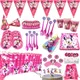 Décoration rose thème Disney Minnie Mouse pour enfant gobelets et assiettes en carton chapeaux