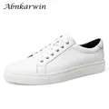 Abnkarwin-Chaussures de Skateboard en Cuir group Blanc Plates Décontractées Basses Grande Taille