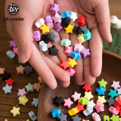 LET'S MAKE – Perles de dentition en silicone 50 pièces mini étoiles pour bricollage DIY de