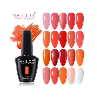 NAILCO-Verhéritage à Ongles en Gel Hybride de 15ml Série de Couleurs Orange Rouge Rose Déficit