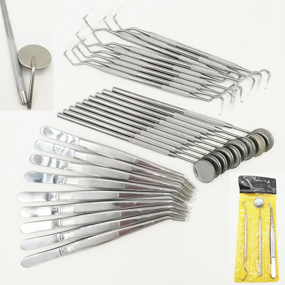 9 set Kit de miroir dentaire laboratoire de dentisterie miroir buccal dentistes outil de sélection détartreur de dents outils de dentiste Kits de matériaux dentaires 3 pièces/ensemble