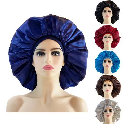 InjSleeping-Bonnet de Nuit en Satin pour Femme Couvre-Tête Soins des Cheveux Bouclés miles