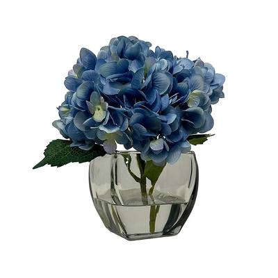 Light Blue Hydrangea in Glass Cube - Frontgate