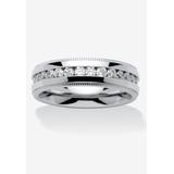 Men's Big & Tall Stainless Steel Cubic Zirconia Channel Set Eternity Bridal Ring by PalmBeach Jewelry in Stainless Steel (Size 14)