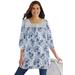 Plus Size Women's Lace Trim Three-Quarter Sleeve Tunic. by Woman Within in Ivory Petal Paisley (Size 4X)