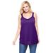 Plus Size Women's Lace-Trim V-Neck Tank by Woman Within in Radiant Purple (Size 38/40) Top
