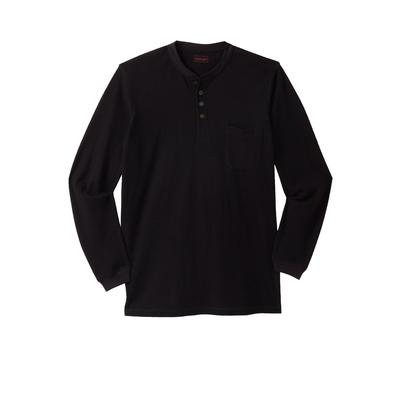 Men's Big & Tall Thermal Pocket Longer-Length Henley by Boulder Creek in Black (Size 7XL) Long Underwear Top