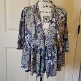 Anthropologie Tops | Anthropologie Jaase Floral Paisley Wrap Kimono Top | Color: Gray/Green | Size: S