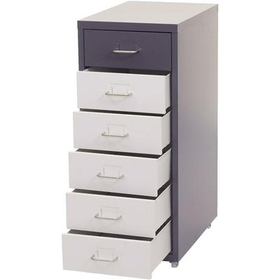 Rollcontainer Preston T851, Schubladenschrank Stahlschrank, 69x28x41cm 6 Schubladen dunkelgrau Image