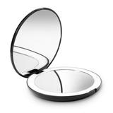 Fancii Lumi LED Lighted Compact Makeup Mirror for Travel 1X/10X Magnifying Black