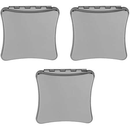 Set of 3 Double Sided Magnifying Compact Mirrors (Silver Concave Square)