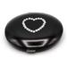 Round Magnified 1:3X Compact Double-Sided Mirror With Rhinestone Heart Center