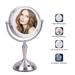 LED Lighted Makeup Mirror 10X Magnifying Makeup Mirror with Lights 7.5 Inch Double Sided Mirror with 1X/10X Magnification 1100 Lux LED Bulbs with Natural White Light AC Adpater or Batt