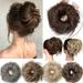 Benehair Clip in Hair Extensions Wrap on Messy Hair Bun Scrunchies Curly Wavy Ponytail Hairpiece Real Thick Updo Extensions for Women Wedding Sandy Brown to Bleach Blonde