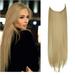 SAYFUT 22 Inch Hair Piece Long Synthetic Hairpiece Invisible Wire Headband for Women Secret Elastic Fish line Hairpiece Hidden Straight Long Synthetic Hair Extension Light Ash Blonde & Bleach Blonde