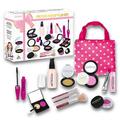 Pretend Makeup Kit Toys for 2 3 4 5 Year Old Girls First Make Up Set for Little Princess Play Dress Up Kids Cosmetic Best Birthday Gift for Toddler-with Polka Dot Bag (Not Real Makeup)