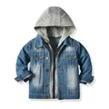 Top and Top-Veste en denim à manches longues pour bébé garçon et fille manteau à capuche unisexe