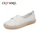 CXJYWMJL-Baskets décontractées en cuir véritable pour femmes chaussures de sport blanches