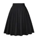 Jupe trapèze évasée courte en coton pour femme longueur genou taille haute vintage été noir