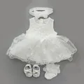 Robe Tutu blanche pour nouveau-né fille tenue de fête ensemble de chaussures de baptême 0 3 6