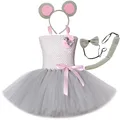 Costumes de souris grise pour filles robe tutu pour enfants costume d'animaux robes d'Halloween