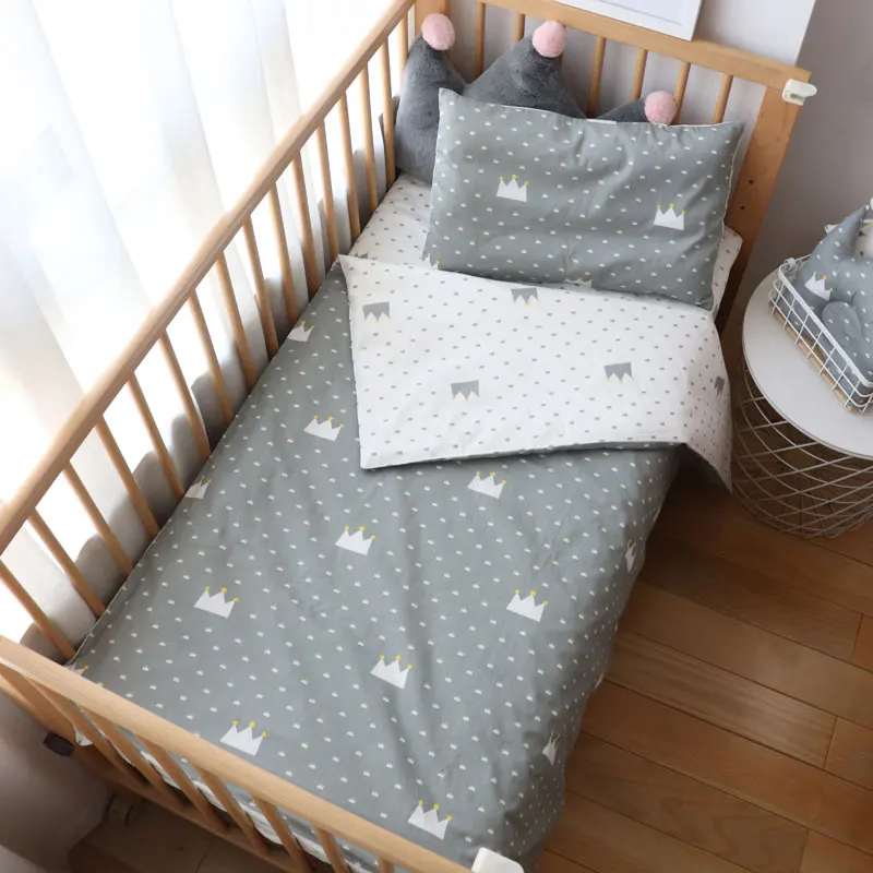 Ensemble de literie pour nouveau-nés, 3 pièces, motif étoile, linge de lit pour enfant, garçon, pur coton tissé, literie de berceau, housse de couette, drap Pillocase