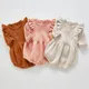Body tricoté pour bébé fille combinaison solide à volants et manches longues pour nouveau-né