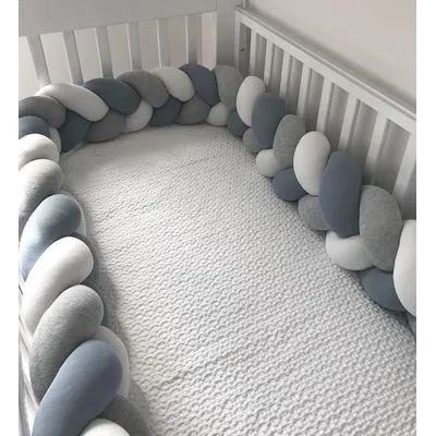 Pare-chocs protecteur pour lit de bébé 3m oreiller coussin tresse noeud décor de chambre