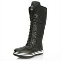 Women's DailyShoes Knee High 2-Tone Lace Up DÃ©cor Zipper Cowboy Warm Fur Water Resistant Eskimo Snow Boots, 8,Black