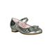 Girls Patent / Metallic Flower Decor Mary Jane Kitten Heel Pump 18328