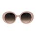 Womens Retro Mod Thick Plastic Round Oval Plastic Sunglasses Solid Beige Brown