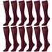 12 Pairs Women Trouser Socks with Comfort Band Stretchy Spandex Opaque Burgundy Color