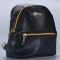 Women's PU Leather Travel Backpack Girls Candy Color Shoulder Bag Casual Daypack Black