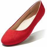 DailyShoes Women's Ballet Flat Shoes Slip On Classic Hot Flats Comfy Soft Casual Shoe Round Toe Red,sv,5