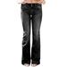Vintage Ladies Denim Jean Women Juniors 70s Trendy Slim Fit High Waist Flared Bell Bottom Denim Jeans Pants Ladies Wide Leg Denim Pants