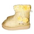 Cross Lace Fur Trim Fashion Print Footwear Toddler Girls Pom Pom Ankle Boots (Little Kid 2M, Beige)