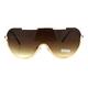 Futuristic Robotic Shield Exposed Lens Metal Rim Gradient Lens Sunglasses Gold Brown