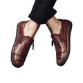 Men Driving Patchwork Flat Shoes Loafers Leather Moccasins Slip On Casual Zipper Business