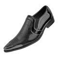 Amali Men's Reptile Patterned Exotic Patent Embossed Slip on Dress Shoe with Gun Metal Tip, Style Davis