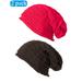 Fashion Autumn Winter Girl Beanie Hat Women Slouch Winter Knit Hip-hop Cap Beanie Baggy Hat Ski Crochet Oversized Chunky Stretchy Slouchy Beanie Hat 2 Pack