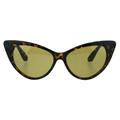 Womens Tempered Glass Lens Cat Eye Mod Goth Plastic Sunglasses Tortoise Brown