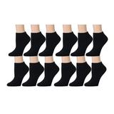 Yacht & Smith 12 Pairs of Girls Ankle Socks, No Show Socks Girls, Cotton Socks for Girls (4-6, Black)