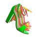 Lily1 by Glaze, 60s Retro Neon Block Heel Sandal - Women's Open Toe Evening Dance Shoes