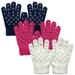 EvridWear Boys Girls Magic Stretch Gripper Gloves 3 Pair Pack (Star Printing, Large)